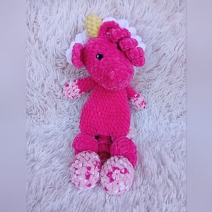 Crochet Pink Multicolor Unicorn Lovey/Snuggler